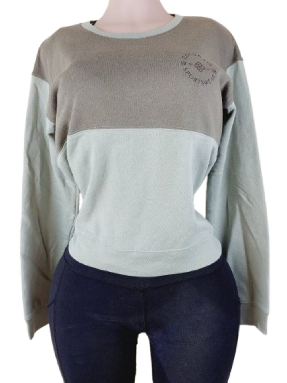 Columbia Sportswear Women's Green Fleece Colorblock Crewneck Sweatshirt Size S